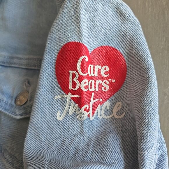 Care Bears Justice Denim Jacket Kids Girls Size Small 7/8 Blue White Jean - Picture 7 of 10